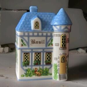 Vtg Lenox Spice Village Basil Fine Porcelain Herb Spice Jar 1994 Hand-Painted